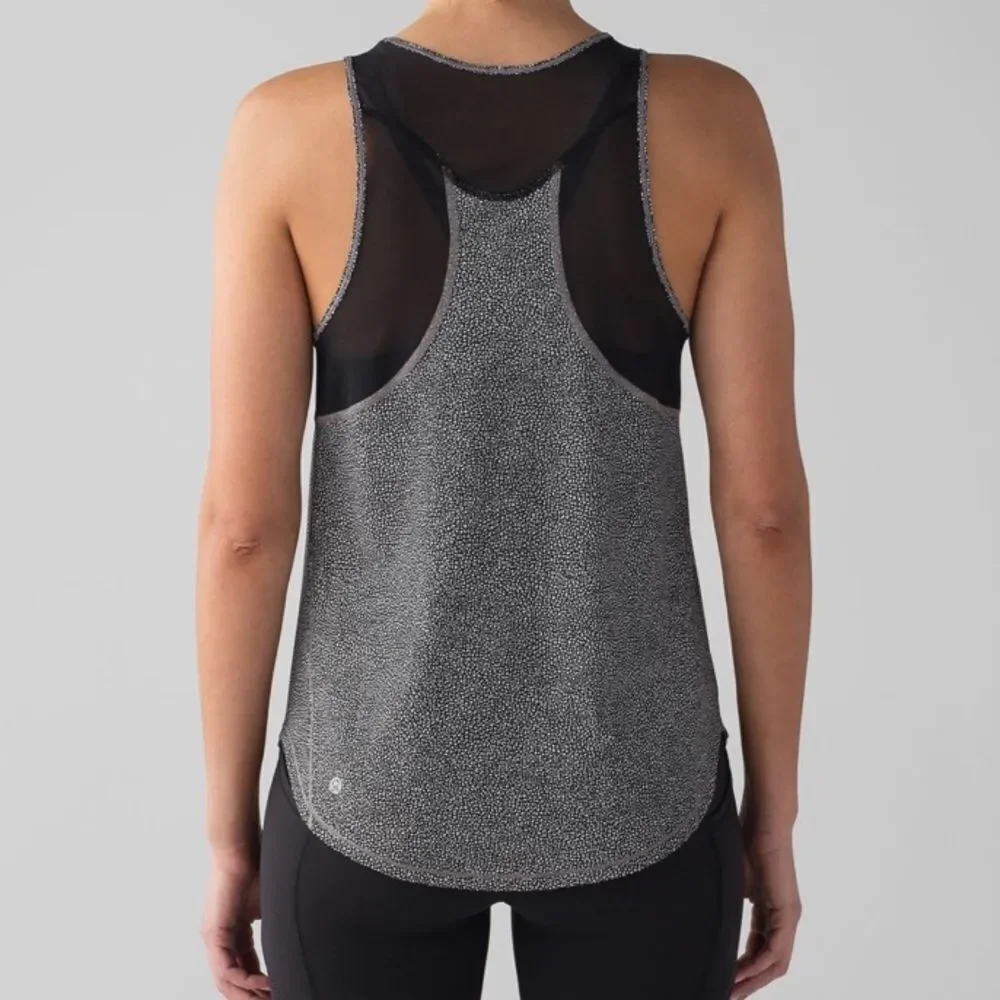 LULULEMON Sculpt Tank II Chakra Print Alpine White Black Mesh Women’s Size 0